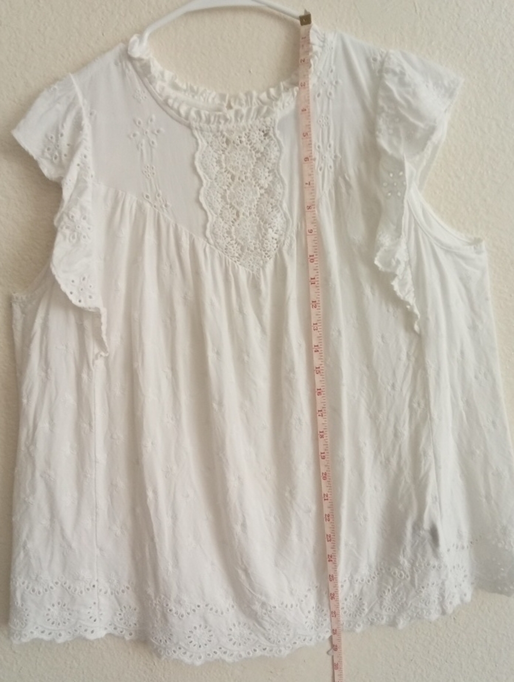 TORRID White Eyelet Ruffle Tank
